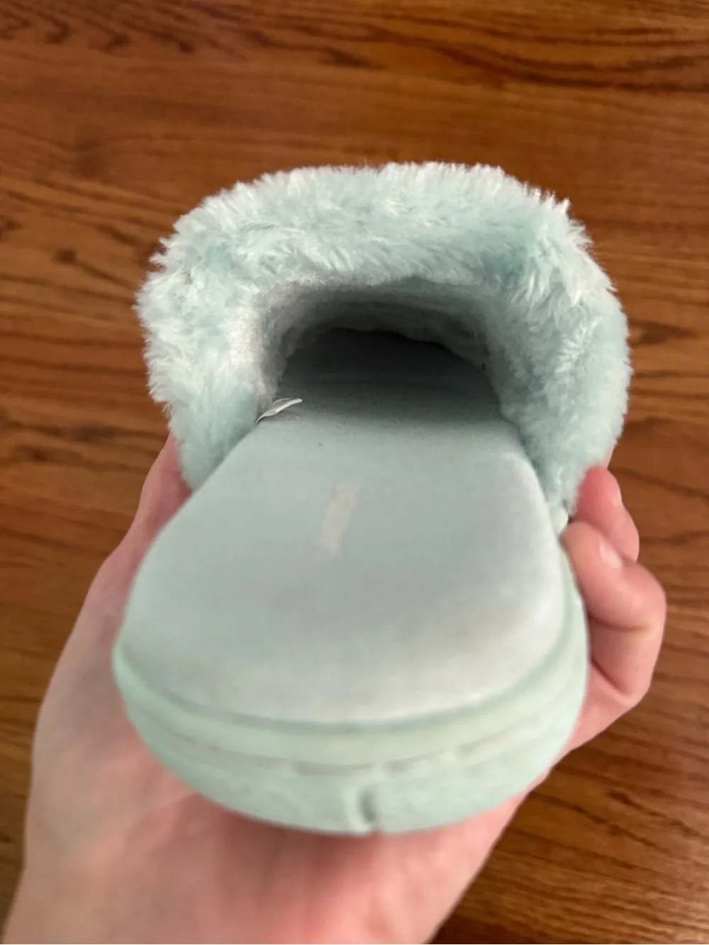 Lands' End Kids Slide Slippers with Faux Fur, Star & Heart Print Size 2
